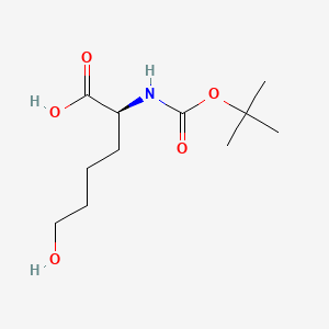 (S)-2-((tert-Butoxycarbonyl)amino)-6-hydroxyhexanoic acid chemical structure (CAS 77611-37-1)