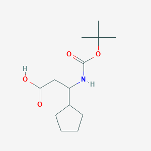 3-((tert-Butoxycarbonyl)amino)-3-cyclopentylpropanoic acid chemical structure (CAS 776330-74-6)