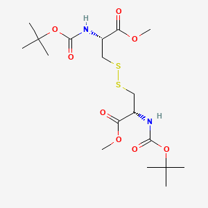 Dimethyl 3,3'-disulfanediyl(2R,2'R)-bis(2-((tert-butoxycarbonyl)amino)propanoate) chemical structure (CAS 77826-55-2)