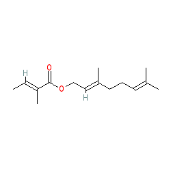 (E)-(E)-3,7-Dimethylocta-2,6-dien-1-yl 2-methylbut-2-enoate chemical structure (CAS 7785-33-3)