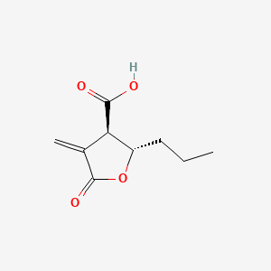 rel-(2S,3R)-4-Methylene-5-oxo-2-propyltetrahydrofuran-3-carboxylic acid chemical structure (CAS 778649-18-6)