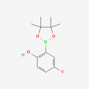 4-Fluoro-2-(4,4,5,5-tetramethyl-1,3,2-dioxaborolan-2-yl)phenol chemical structure (CAS 779331-49-6)