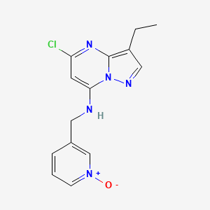 3-(((5-Chloro-3-ethylpyrazolo[1,5-a]pyrimidin-7-yl)amino)methyl)pyridine 1-oxide chemical structure (CAS 779353-65-0)