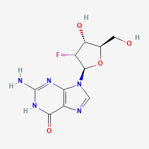 2-Amino-9-((2R,3R,4R,5R)-3-fluoro-4-hydroxy-5-(hydroxymethyl)tetrahydrofuran-2-yl)-1,9-dihydro-6H-purin-6-one chemical structure (CAS 78842-13-4)