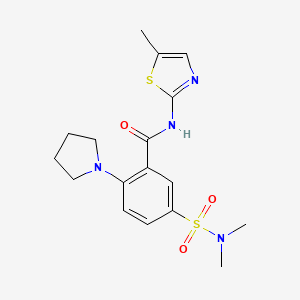 5-(N,N-Dimethylsulfamoyl)-N-(5-methylthiazol-2-yl)-2-(pyrrolidin-1-yl)benzamide chemical structure (CAS 790702-57-7)