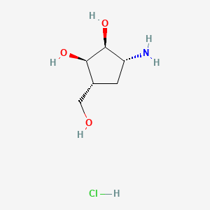 (1R,2S,3R,5R)-3-Amino-5-(hydroxymethyl)cyclopentane-1,2-diol hydrochloride chemical structure (CAS 79200-57-0)