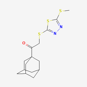 1-(Adamantan-1-yl)-2-((5-(methylthio)-1,3,4-thiadiazol-2-yl)thio)ethan-1-one chemical structure (CAS 792960-91-9)