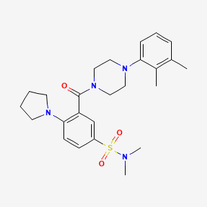 3-(4-(2,3-Dimethylphenyl)piperazine-1-carbonyl)-N,N-dimethyl-4-(pyrrolidin-1-yl)benzenesulfonamide chemical structure (CAS 794572-10-4)