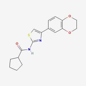 N-(4-(2,3-Dihydrobenzo[b][1,4]dioxin-6-yl)thiazol-2-yl)cyclopentanecarboxamide chemical structure (CAS 794583-45-2)