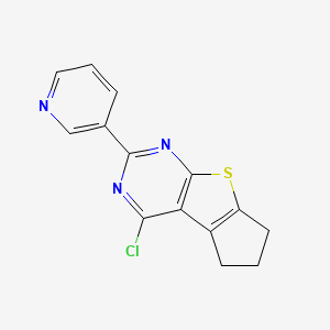 4-Chloro-2-(pyridin-3-yl)-6,7-dihydro-5H-cyclopenta[4,5]thieno[2,3-d]pyrimidine chemical structure (CAS 796067-64-6)