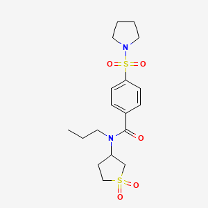 N-(1,1-Dioxidotetrahydrothiophen-3-yl)-N-propyl-4-(pyrrolidin-1-ylsulfonyl)benzamide chemical structure (CAS 796083-16-4)