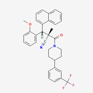 (2S,3S)-3-(2-Methoxyphenyl)-2-methyl-3-(naphthalen-1-yl)-2-(4-(3-(trifluoromethyl)phenyl)piperidine-1-carbonyl)propanenitrile chemical structure (CAS 796854-35-8)