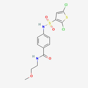 4-((2,5-Dichlorothiophene)-3-sulfonamido)-N-(2-methoxyethyl)benzamide chemical structure (CAS 796858-11-2)