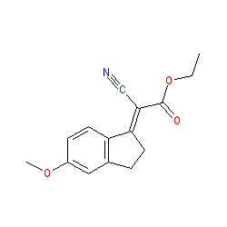 Ethyl 2-cyano-2-(5-methoxy-2,3-dihydro-1H-inden-1-ylidene)acetate chemical structure (CAS 80370-84-9)