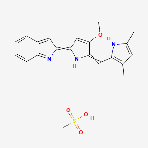 2-(2-((3,5-Dimethyl-1H-pyrrol-2-yl)methylene)-3-methoxy-2H-pyrrol-5-yl)-1H-indole methanesulfonate chemical structure (CAS 803712-79-0)