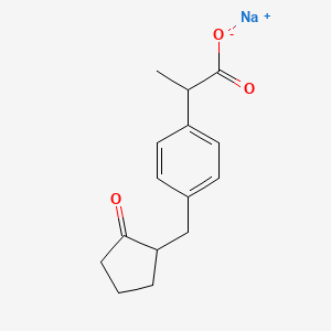 Sodium 2-(4-((2-oxocyclopentyl)methyl)phenyl)propanoate chemical structure (CAS 80382-23-6)