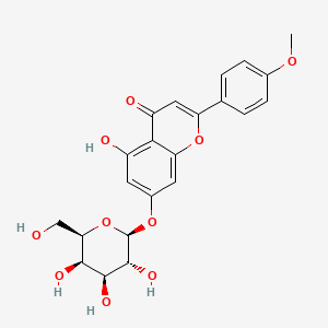 5-Hydroxy-2-(4-methoxyphenyl)-7-(((2S,3R,4S,5R,6R)-3,4,5-trihydroxy-6-(hydroxymethyl)tetrahydro-2H-pyran-2-yl)oxy)-4H-chromen-4-one chemical structure (CAS 80443-15-8)
