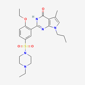 2-(2-Ethoxy-5-((4-ethylpiperazin-1-yl)sulfonyl)phenyl)-5-methyl-7-propyl-3,7-dihydro-4H-pyrrolo[2,3-d]pyrimidin-4-one chemical structure (CAS 804518-63-6)
