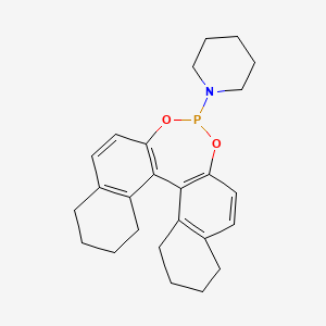 1-((11bS)-8,9,10,11,12,13,14,15-Octahydrodinaphtho[2,1-d:1',2'-f][1,3,2]dioxaphosphepin-4-yl)piperidine chemical structure (CAS 804567-14-4)