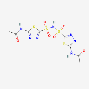 N-[5-[(5-Acetamido-1,3,4-thiadiazol-2-yl)sulfonylsulfamoyl]-1,3,4-thiadiazol-2-yl]acetamide chemical structure (CAS 80495-47-2)
