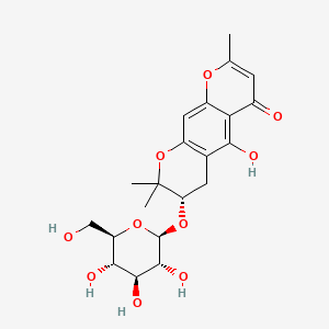 (S)-5-Hydroxy-2,2,8-trimethyl-3-(((2S,3R,4S,5S,6R)-3,4,5-trihydroxy-6-(hydroxymethyl)tetrahydro-2H-pyran-2-yl)oxy)-3,4-dihydro-2H,6H-pyrano[3,2-g]chromen-6-one chemical structure (CAS 80681-44-3)