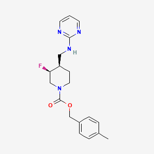 4-Methylbenzyl (3S,4R)-3-fluoro-4-((pyrimidin-2-ylamino)methyl)piperidine-1-carboxylate chemical structure (CAS 808732-98-1)