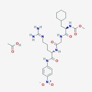 Methyl ((R)-3-cyclohexyl-1-((2-(((S)-5-guanidino-1-((4-nitrophenyl)amino)-1-oxopentan-2-yl)amino)-2-oxoethyl)amino)-1-oxopropan-2-yl)carbamate acetate chemical structure (CAS 80895-10-9)
