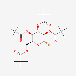 (2R,3R,4S,5R,6R)-2-Bromo-6-((pivaloyloxy)methyl)tetrahydro-2H-pyran-3,4,5-triyl tris(2,2-dimethylpropanoate) chemical structure (CAS 81058-27-7)