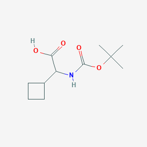 2-((tert-Butoxycarbonyl)amino)-2-cyclobutylacetic acid chemical structure (CAS 811460-95-4)