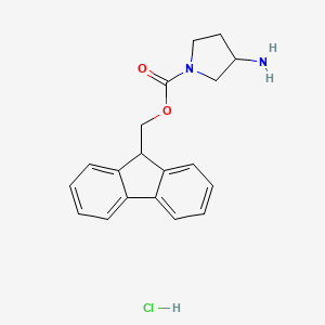 (9H-Fluoren-9-yl)methyl 3-aminopyrrolidine-1-carboxylate hydrochloride chemical structure (CAS 811841-92-6)