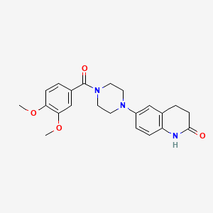 6-(4-(3,4-Dimethoxybenzoyl)piperazin-1-yl)-3,4-dihydroquinolin-2(1H)-one chemical structure (CAS 81840-15-5)