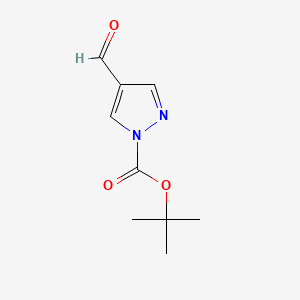 tert-Butyl 4-formyl-1H-pyrazole-1-carboxylate chemical structure (CAS 821767-61-7)