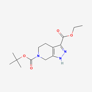 6-tert-Butyl 3-ethyl 4,5-dihydro-1H-pyrazolo[3,4-c]pyridine-3,6(7H)-dicarboxylate chemical structure (CAS 821785-75-5)