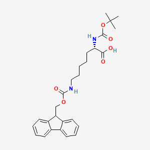 (S)-7-((((9H-Fluoren-9-yl)methoxy)carbonyl)amino)-2-((tert-butoxycarbonyl)amino)heptanoic acid chemical structure (CAS 823780-65-0)