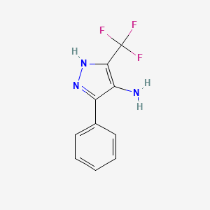 3-Phenyl-5-(trifluoromethyl)-1H-pyrazol-4-amine chemical structure (CAS 824969-30-4)