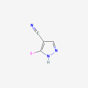 3-Iodo-1H-pyrazole-4-carbonitrile chemical structure (CAS 827316-44-9)