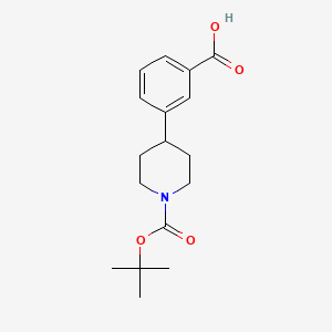 3-(1-(tert-Butoxycarbonyl)piperidin-4-yl)benzoic acid chemical structure (CAS 828243-30-7)