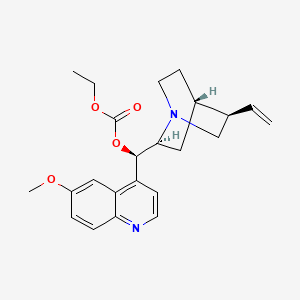 Ethyl ((R)-(6-methoxyquinolin-4-yl)((1S,2S,4S,5R)-5-vinylquinuclidin-2-yl)methyl) carbonate chemical structure (CAS 83-75-0)