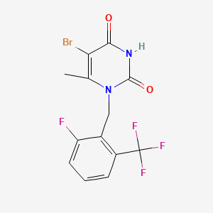 5-Bromo-1-(2-fluoro-6-(trifluoromethyl)benzyl)-6-methylpyrimidine-2,4(1H,3H)-dione chemical structure (CAS 830346-48-0)
