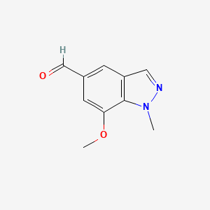 7-Methoxy-1-methyl-1H-indazole-5-carbaldehyde chemical structure (CAS 831222-99-2)