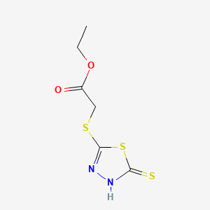 Ethyl 2-((5-thioxo-4,5-dihydro-1,3,4-thiadiazol-2-yl)thio)acetate chemical structure (CAS 83123-75-5)