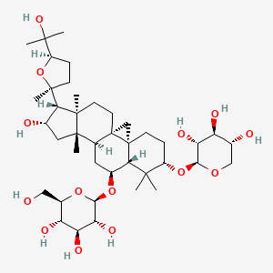 (2R,3R,4S,5S,6R)-2-(((2aR,3R,4S,5aS,5bS,7S,7aR,9S,11aR,12aS)-4-Hydroxy-3-((2S,5R)-5-(2-hydroxypropan-2-yl)-2-methyltetrahydrofuran-2-yl)-2a,5a,8,8-tetramethyl-9-(((2S,3R,4S,5R)-3,4,5-trihydroxytetrahydro-2H-pyran-2-yl)oxy)hexadecahydrocyclopenta[a]cyclopropa[e]phenanthren-7-yl)oxy)-6-(hydroxymethyl)tetrahydro-2H-pyran-3,4,5-triol chemical structure (CAS 83207-58-3)