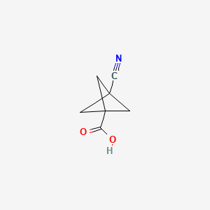 3-cyanobicyclo[1.1.1]pentane-1-carboxylic acid chemical structure (CAS 83249-02-9)
