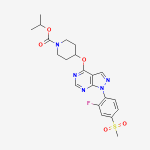 Isopropyl 4-((1-(2-fluoro-4-(methylsulfonyl)phenyl)-1H-pyrazolo[3,4-d]pyrimidin-4-yl)oxy)piperidine-1-carboxylate chemical structure (CAS 832714-46-2)