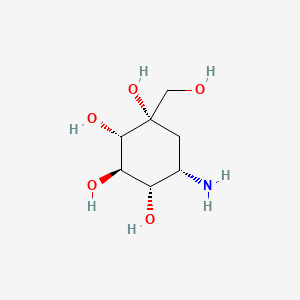 (1S,2S,3R,4S,5S)-5-Amino-1-(hydroxymethyl)cyclohexane-1,2,3,4-tetraol chemical structure (CAS 83465-22-9)