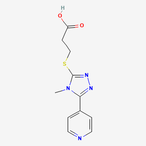 3-((4-Methyl-5-(pyridin-4-yl)-4H-1,2,4-triazol-3-yl)thio)propanoic acid chemical structure (CAS 838843-11-1)