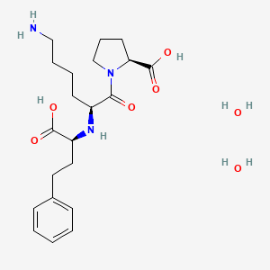 (S)-1-((S)-6-Amino-2-(((S)-1-carboxy-3-phenylpropyl)amino)hexanoyl)pyrrolidine-2-carboxylic acid dihydrate chemical structure (CAS 83915-83-7)