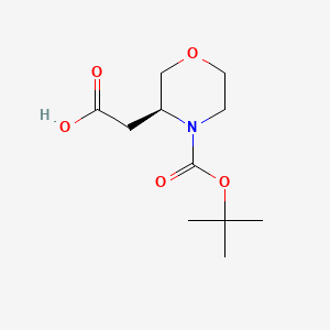 (S)-2-(4-(tert-Butoxycarbonyl)morpholin-3-yl)acetic acid chemical structure (CAS 839710-38-2)
