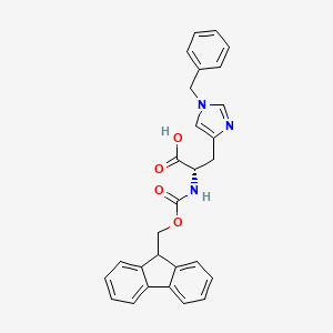 (S)-2-((((9H-Fluoren-9-yl)methoxy)carbonyl)amino)-3-(1-benzyl-1H-imidazol-4-yl)propanoic acid chemical structure (CAS 84030-19-3)