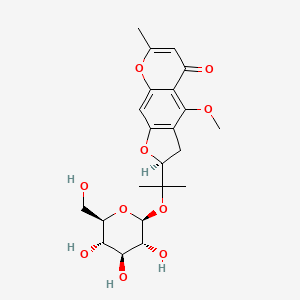 (S)-4-Methoxy-7-methyl-2-(2-(((2S,3R,4S,5S,6R)-3,4,5-trihydroxy-6-(hydroxymethyl)tetrahydro-2H-pyran-2-yl)oxy)propan-2-yl)-2,3-dihydro-5H-furo[3,2-g]chromen-5-one chemical structure (CAS 84272-85-5)